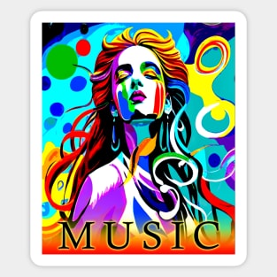 Beautiful Woman Music Vibes Sticker